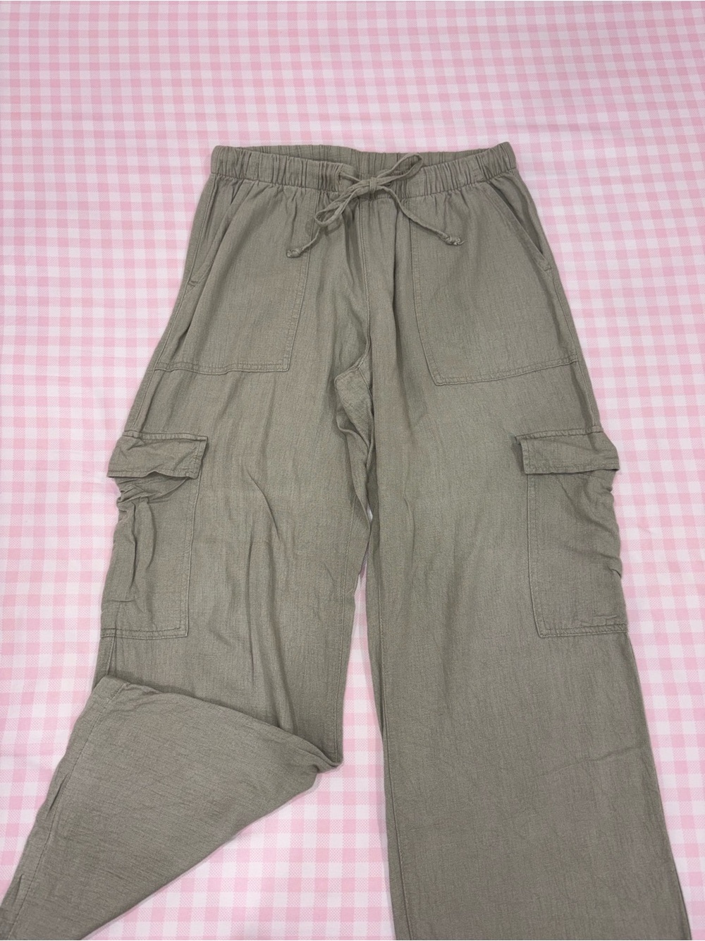 H&M Linen Blend Cargo Pants - Sage Green